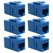 6x Cat6 RJ45 F/F Ethernet Coupler Joiner Snap-In Jack Keystone Wall Plate Blue