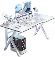 Large Gaming Desk, Desktop Computer Desk, Thicken Gaming Desk, Simple Game Table, K-Shaped Computer Desk, Easy to Assemble for Home Office (White, 100CM)