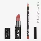 2 NYX Matte Lipstick 15 Whipped Caviar + Slim Lip pencil 831 Mauve Set *Joy's*