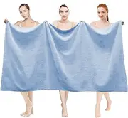 LINENOVA 2 Pack Large Bath Towels 90x180cm, 100% Cotton 550GSM Bath Sheet Soft Absorbent Quick Dry Extra Large Jumbo Beach Towels Set for Bathroom Spa, Hotel - Blue Suded