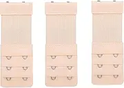 [Generic] 3 PCS Bra Extenders 2 Hook 2 Rows Set, Beige, Skin Color, Soft and Comfortable Bra Strap Extension