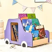 Wooden Kids Montessori Bookshelf, Toddler Bookcase with 5-Tier Display, Small Book Rack & Toy Storage for Nursery, Playroom, Classroom, Baby & Kids Rooms, Perfect for Children's Book Organizer