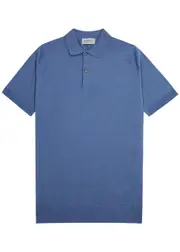 John Smedley Payton Wool Polo Shirt - Blue - XL XL