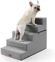 Split Dog Stairs, Small Pet Steps with Leakproof Cover, High Density Foam Cat Ramp for High Bed Car, Lightweight, Durable, 19.7x29.5x23.6 inch, 5 Tiers, Grey