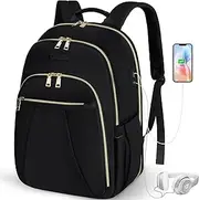 IGOLUMON Laptop Backpack for Women Men 15.6 Inch Waterproof College bookbag TSA Friendly Computer Backpacks for Travel