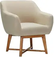 Artiss Armchair Beige Arm Recliner Lounge Dining Chairs Sofa Nursing Seat Occasional Reading Seating Home Living Room Bedroom Furniture, Linen Fabric, Tub Aston Accent Armchairs in 44cm Height