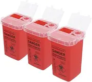 Generic 3pcs Waste Disposal Container with Flip Open Lid Secure Holder for Home Travel Clinics Labs and Shops Safe Disposal