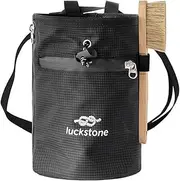 Chalk Bag, 5x7.5 Fleece-Lined Waterproof 420D Oxford with 24-43" Waist, Drawstring, Brush & Zipper Pockets for Men Women