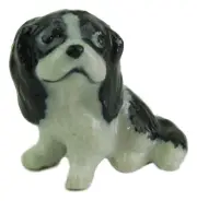 Miniature Porcelain Cavalier King Charles Figurine Approx 1.5cm HIgh (TINY) B/W