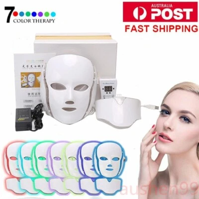 7 Colour LED Photon Face Mask Light Neck Rejuvenation Skin Wrinkle Therapy