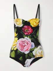[Dolce & Gabbana] Dolce & Gabbana - Cutout Floral-print Underwired Swimsuit - Black - 3 3 Black