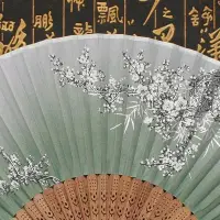 在飛比找Yahoo!奇摩拍賣優惠-出口日本新款古典日式和風簡約復古日用禮品女式竹質絹扇折扇扇子