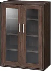 Shirai Sangyo Cabinet, Cupboard, Kitchen Storage, Glass Cabinet, Same Series, Perfect Size for Living Alone Rooms or Small Spaces, Dark Brown, Wood Grain Pattern, Basic Design, Width 22.3 x Depth 11.6