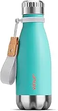 VINUR Kids Water Bottle 260ML/9 oz Stainless Steel Double Wall Vacuum Insulated Water Bottle for School-Cola Shape Flask with Carry Rope(Teal)