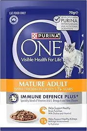 PURINA ONE Mature Adult 7+ Wet Cat Food Succulent Chicken in Gravy Pouch 12x70g