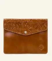 Italian Leather Patricia Nash Tooled Midi iPad Tech Case Clutch 10”x8” NWT