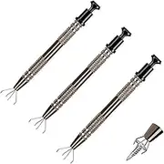 Piercing Ball Grabber, 3Pcs Stainless Steel Jeweler's Pick Up Tool With 4 Prongs Holder Diamond Claw Tweezers for IC Chips, Gems, Tiny Objects, Pearl Grabber