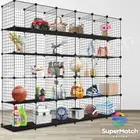 DIY Wire Cabinet Shelf 30 Cube Clothes Toy Storage Display Grid Mesh Rack Black