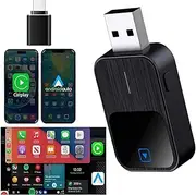 Mini Apple Carplay & Android Auto Wireless Adapter, 2-in-1 Wireless Adapter, Upgraded + No Latency USB CarPlay Wireless Adapter for iPhone iOS 12+ /Android 11+