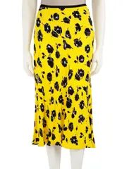 Yellow Floral Midi Skirt