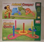 MY OUTDOOR GARDEN GAMES QUOITS HOOPLA Or WOODEN ANIMAL CROQUET TOYS