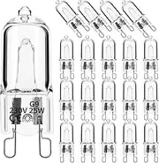 BEIJITA G9 Halogen Light Bulbs, 25W 220-240V Clear Capsule Halogen Lamp, Dimmable G9 Halogen Bulbs,Warm White 2800K, No Strobe, No Flicker for Ovens, Pendants, Cabinet Lights, Landscape Lights,20 Pack