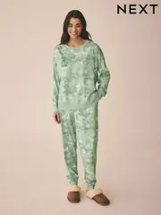 Sage Green Womens Eid Matching Family Pyjamas Set (AV8869) | $45