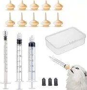 17Pcs Pet Feeding Nipples Set,Reusable Silicone Feeding Pacifier with 3 Nursing Syringes Mini Nipple Feeding Kit for Newborn Kittens, Puppies,Rabbits,Squirrels and Other Small Animals（with Storage Box）