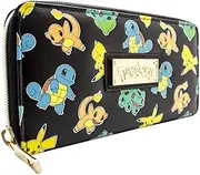Starters Squirtle and Bulbasaur with Pikachu Black Coin and Card Clutch Purse