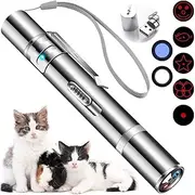 Cat Toys for Indoor Cats Adult Kittens, Interactive Dog LED Pointer, USB Rechargeable Pen Light Red Dot Kitten Chaser Toys, Teaser Wand Mouse Pet Scratch Exercise Tools, Silver