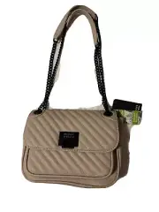 badgley mischka vegan leather purse tan , Beige Light Brown quilted new Chain