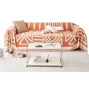 Boho Sofa Plaid Blanket Geometry Couch Cover Ethnic Sofa Cover Slipcover-Orange