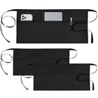 PEASUG 3 Pack Server Apron, Black Waitress Apron with 3 Pockets, Short Aprons