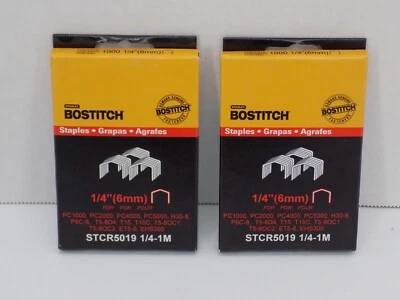 (2 Boxes) Bostitch Powercrown Tacker Staples, 1/4" STCR5019 1/4-1M 1000 Each Box