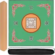 Mahjong Mat, Mahjong Table Mat for Tile Game, 31.5 in x 31.5 in Anti Slip and Noise Reduction Table Cover for Poker Card Board and Dominoes(Green)