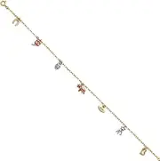 [JewelryWeb] 14k Yellow Gold White Gold and Rose Gold Lucky Chain bracelet Bracelet 18 Centimeters Link-Bracelet for Women and Men