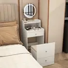 Compact Vanity Desk: Mirror, Lights, & Charging Station