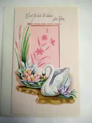 Vintage UNUSED ANTHROPOMORPHIC Greeting Card Get Well