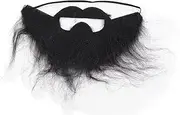 Funny Black Fake Beards Long Mustaches Beard Costume Party Christmas Halloween Men Elastic Flannelette Size