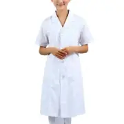Men /Women Short Sleeve Scrubs Lab Coat Nurse Doctor White Coat Uniform For