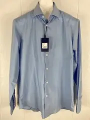 Robert Cavalli Class Comfort Fit Logo Dress Shirt Light Blue Size 42 16.5 NWT