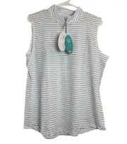 Greg Norman Women’s Stripe Mock Neck Sleeveless Polo