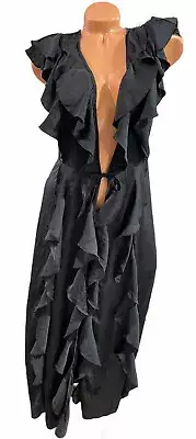 Victorias Secret Ruffled Robe/Gown BEAUTIFUL Black Gown. Size Medium