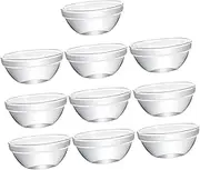 Cabilock 10Pcs Small Stackable Glass Prep Bowls High Temperature Resistant Serving Bowls for Pudding Dessert Salad for Dipping and Appetizers