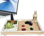 Small Zen Garden,Sand Garden Meditation Crafts Miniature Japanese Accent | Table Meditation Zen Artistic Decoration for Business, Workplace, Study Room, Home