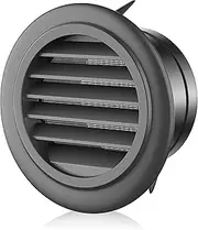 6 Inch Soffit Vent for Exhaust Fan with Built-in Mesh Screen, Black Round Soffit Exhaust Vent Cover ABS Louver Grille Cover, Eve Dryer Vent for Bathroom Office Kitchen (ABS Soffit Vent 6in-black)