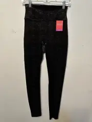 Spanx Velvet Shine Black Gold Metallic Shimmer Leggings Size Small MSRP $110 NWT