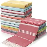 Mixweer 24 Pack Turkish Beach Towels Bulk Set 71"x 35" Quick Dry Lightweight Oversized Sand Free Beach Bath Towels for Adult Kids Travel Pool Camping Sauna