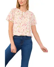 CeCe Floral Raglan Flutter Sleeve Top