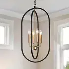 ZEVNI Black Gold Chandelier, 4-Light Modern Orb Chandelier for Dining Room, 1...